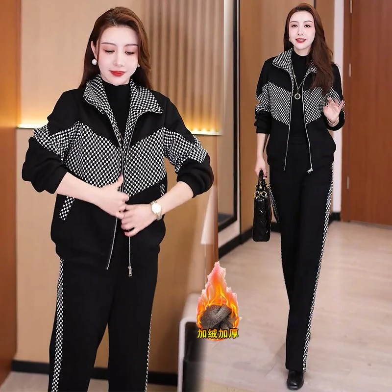 百搭洋气加绒加厚套装2024秋冬新款套装女时尚气质减龄休闲两件套