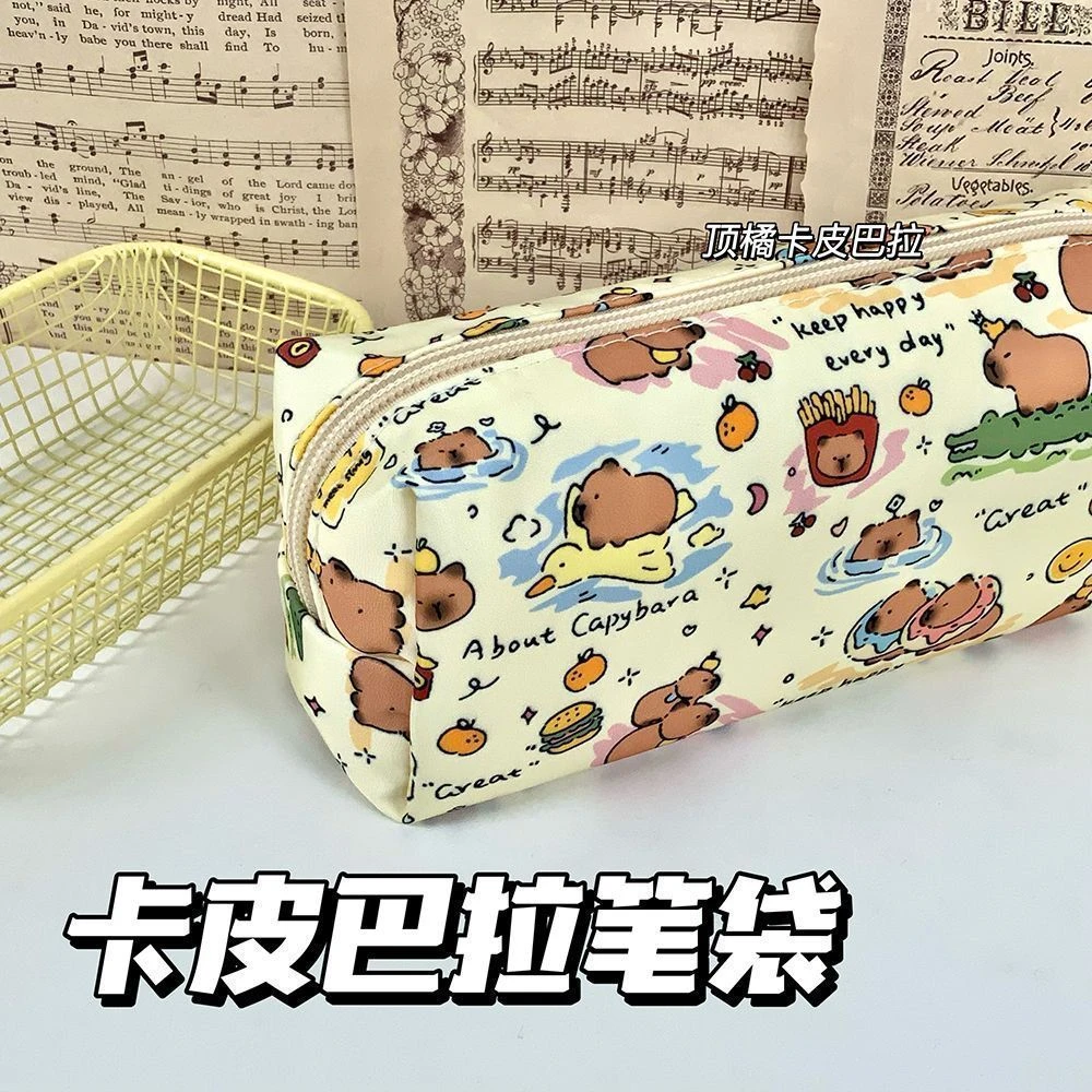 顶橘卡皮巴拉笔袋ins可爱高颜值收纳袋大容量学生文具袋包可爱
