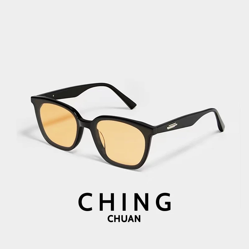 ChingChuan新款太阳镜女款街拍防晒墨镜防紫外线茶色素颜镜凹造型