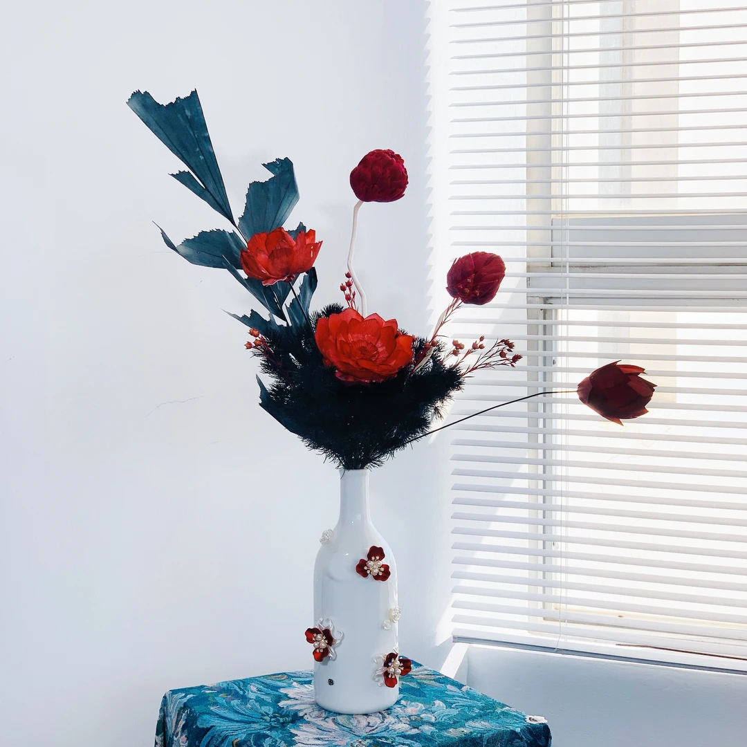 新年宠粉福利【新年快乐】通草花干花永生花混搭花束含瓶包邮一套