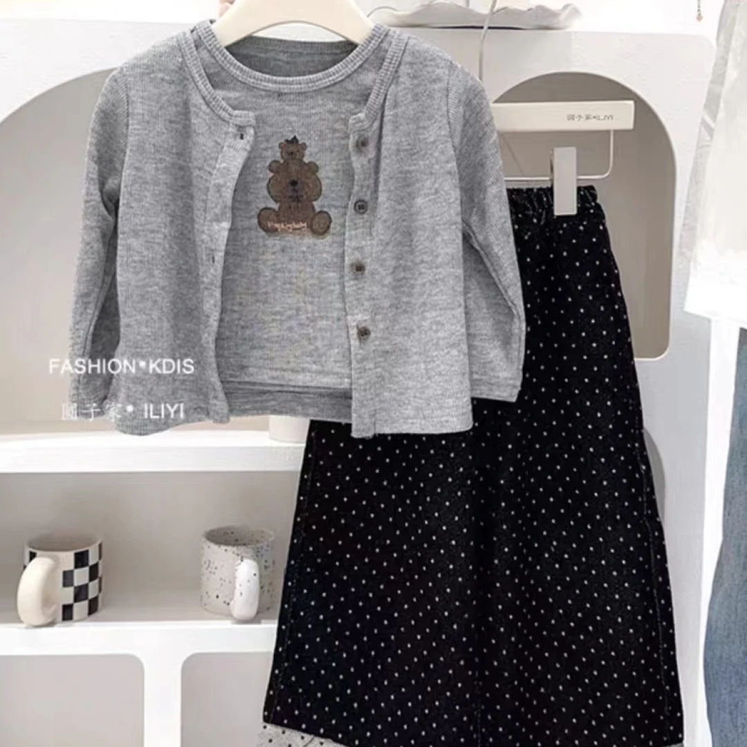 女童秋季新款洋气春秋装森系外套上衣+裤子三件套儿童套装65139