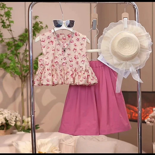 女童套装新款洋气女宝宝夏季碎花两件套女孩网红儿童夏款28007