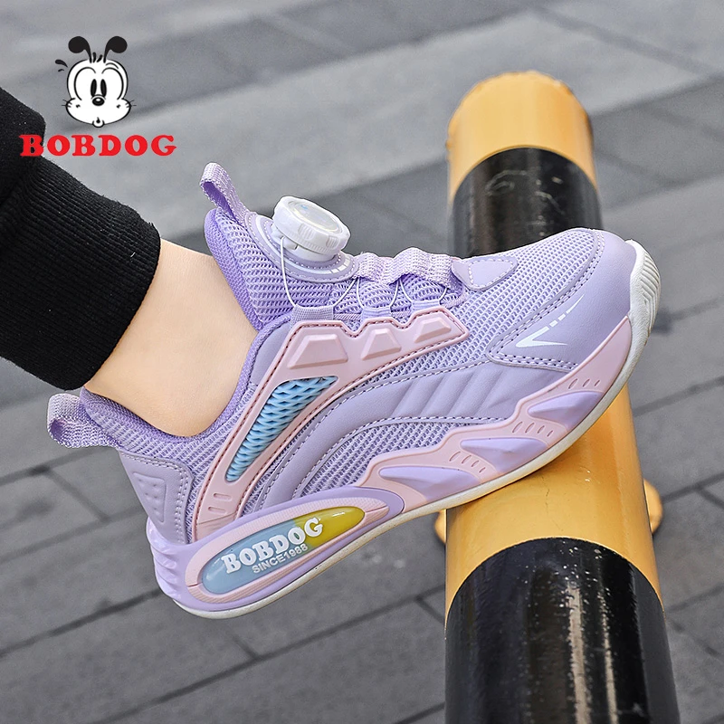 巴布豆女童运动鞋春秋季新款网面透气女孩小学生中大童跑步休闲鞋