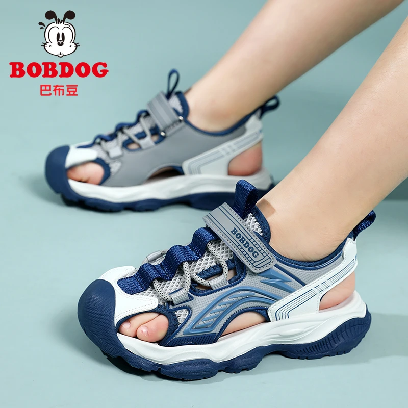 巴布豆男童包头凉鞋2025夏季新款网面透气儿童男孩子小学生沙滩鞋