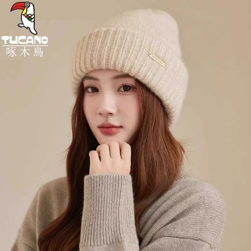 大头围毛线帽2024新款百搭护耳帽子女冬季加厚保暖冷帽防寒针织帽