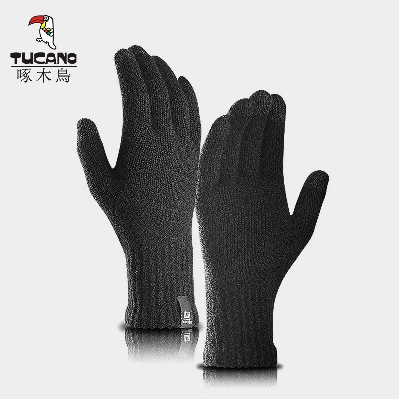 手套男冬季2023新款加厚保暖触屏秋冬骑行电动车防风针织毛线手套