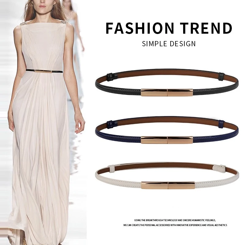啄木鸟皮带女腰封真皮配连衣裙子收腰腰带女士腰链时尚装饰皮带细