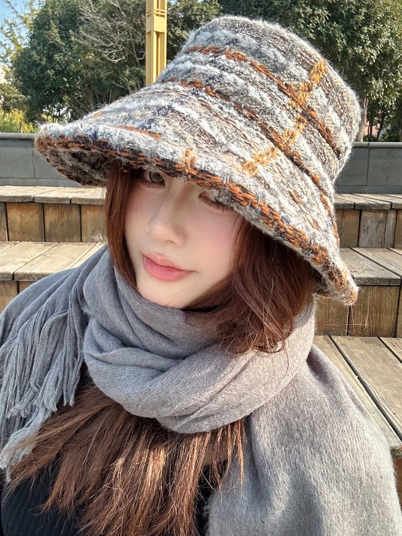 Olymm秋冬新款大帽檐渔夫帽韩版盆帽百搭复古网红男女同款帽子潮