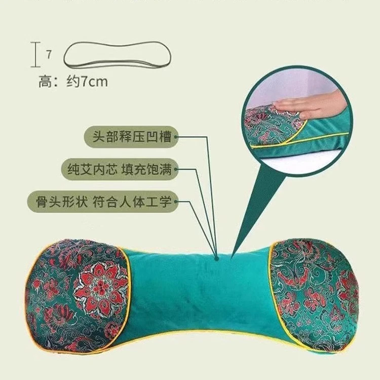 电加热颈椎枕艾草骨头枕艾绒厂家批发拆卸艾草枕艾灸头部