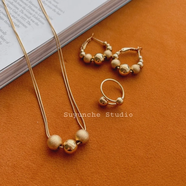 钛钢项链 Suyunche650百搭时尚气质小圆豆三件套