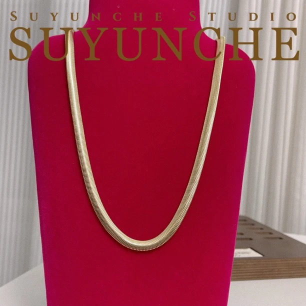 铜合金项链 Suyunche2194欧美个性蛇骨链浅金色长短两款可选