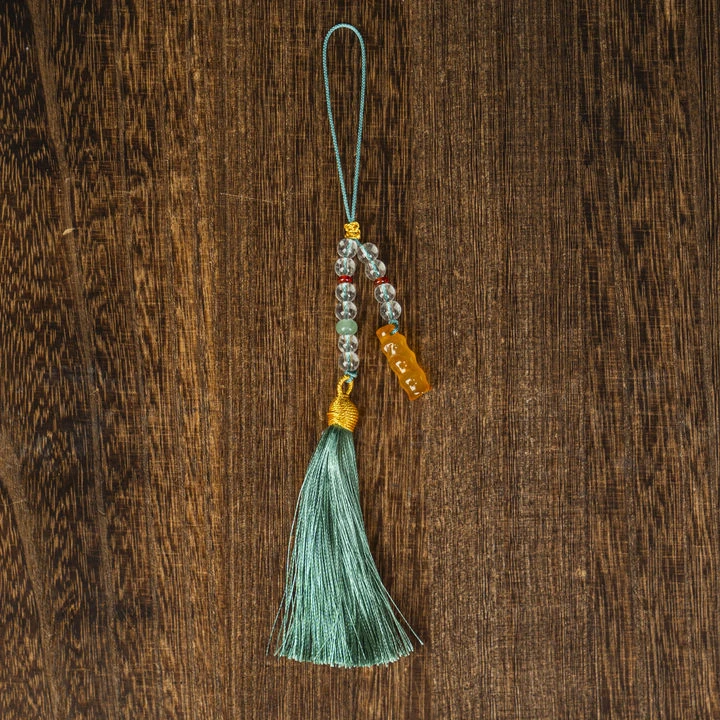 黄玛瑙白水晶圆珠流苏DIY挂件/条FL-2132