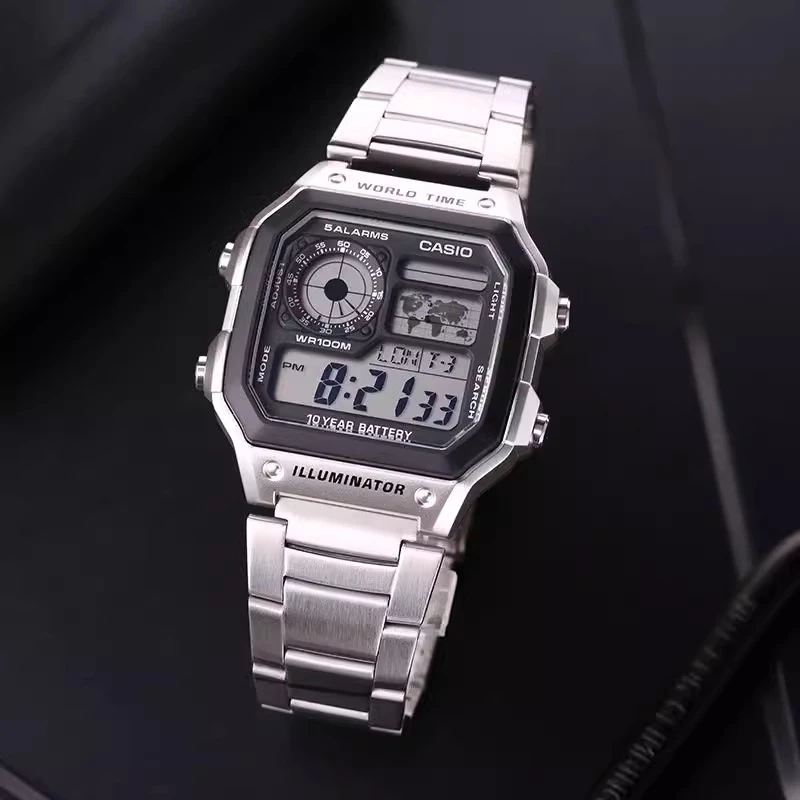 Casio/卡西欧小方块电子学生手表十年电力运动手表AE-1200WHD-1A