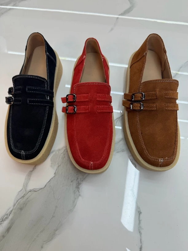 018-2厚底乐福鞋圆头乐福鞋舒适时尚百搭真皮复古