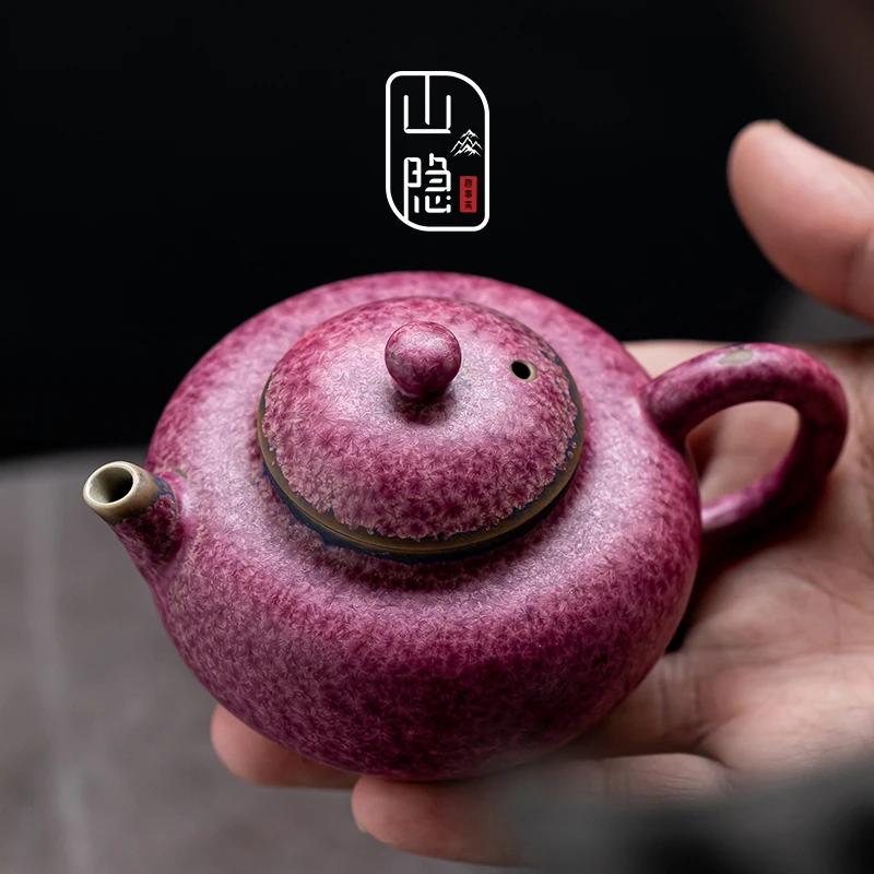 山隐趣事斋窑变结晶釉陶瓷茶壶简约复古功夫茶具泡茶器万花西施壶