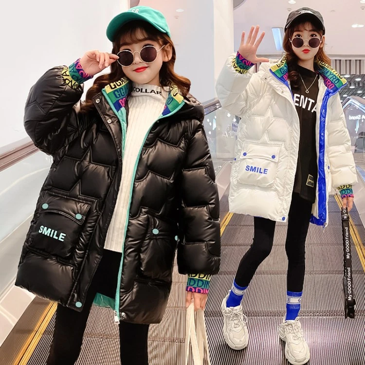 女童冬款棉服2023新款连帽中长款加绒韩版保暖免洗棉内胆洋气时尚