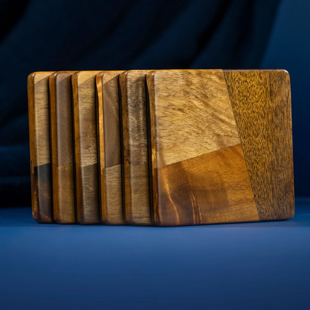 御木·金丝楠冰裂实木杯垫