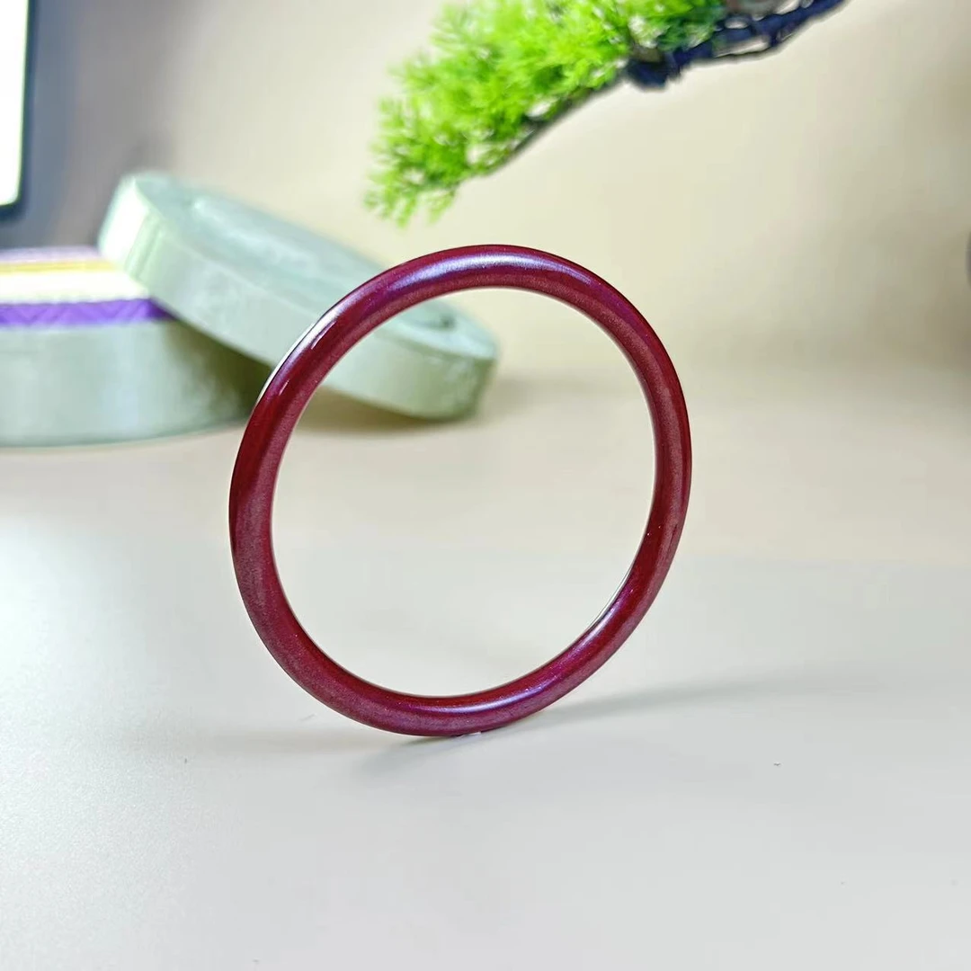 含辰砂工艺品【睿泽鉴宝】朱砂紫金砂圆条手镯多样性发一5*6 GS0028