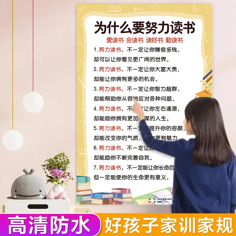 家训家规挂画挂图完整家庭版五件套自律励志墙贴挂牌儿童正版