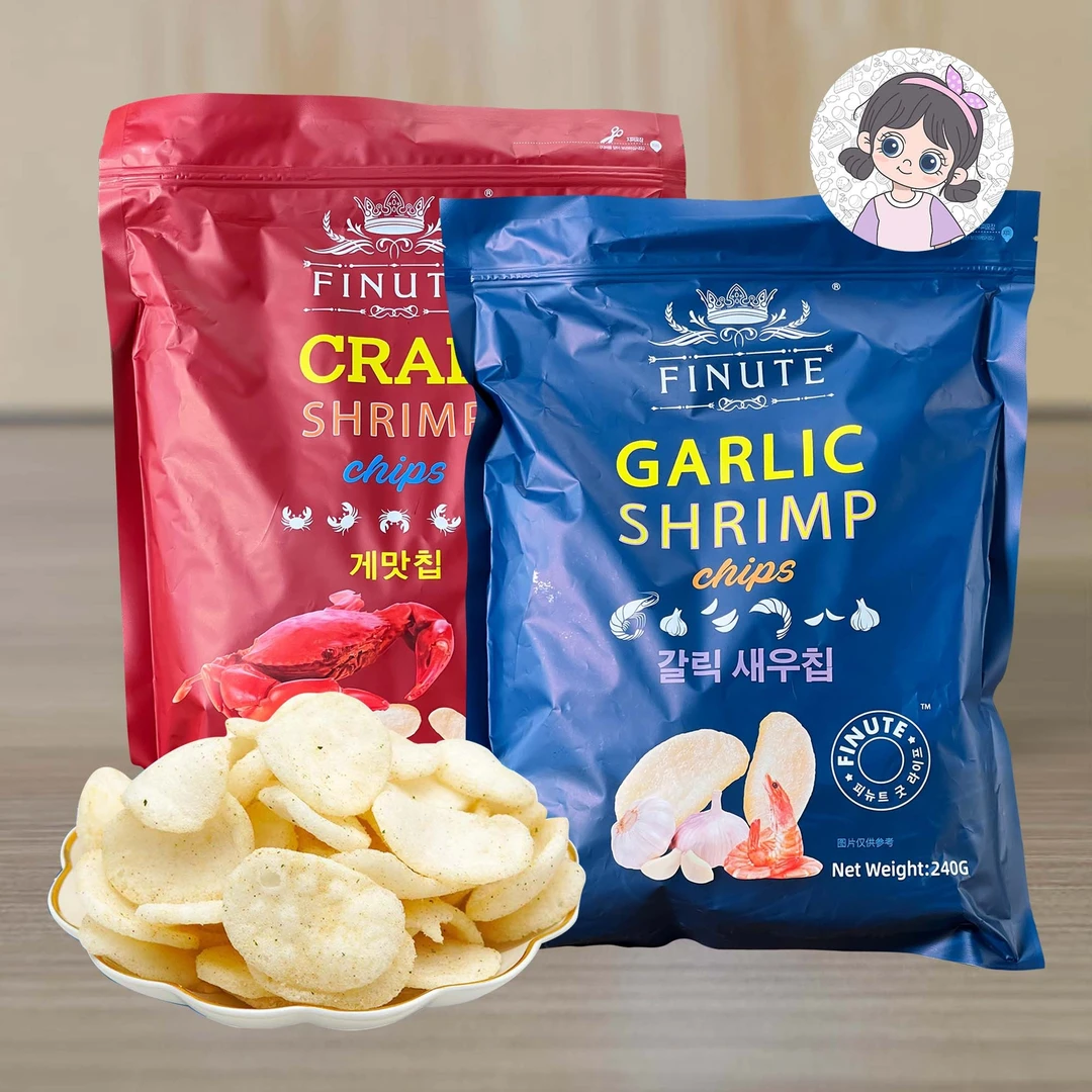 趣莱福进口韩国趣莱福网红蒜蟹味膨化虾片山姆同款240g香脆