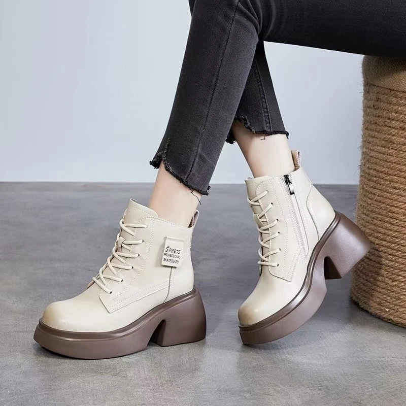 663断码女鞋时尚百搭女马丁靴加绒女短靴粗跟女靴子秋冬加绒