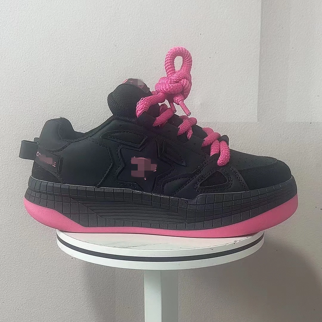 358断码女鞋低帮黑红女板鞋休闲鞋跑步系带女运动鞋