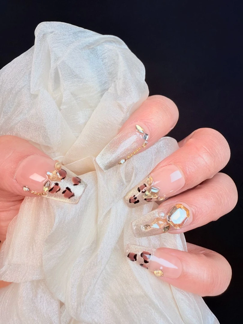 豹纹秋冬系列纯手工穿戴甲光疗美甲贴轻奢百搭