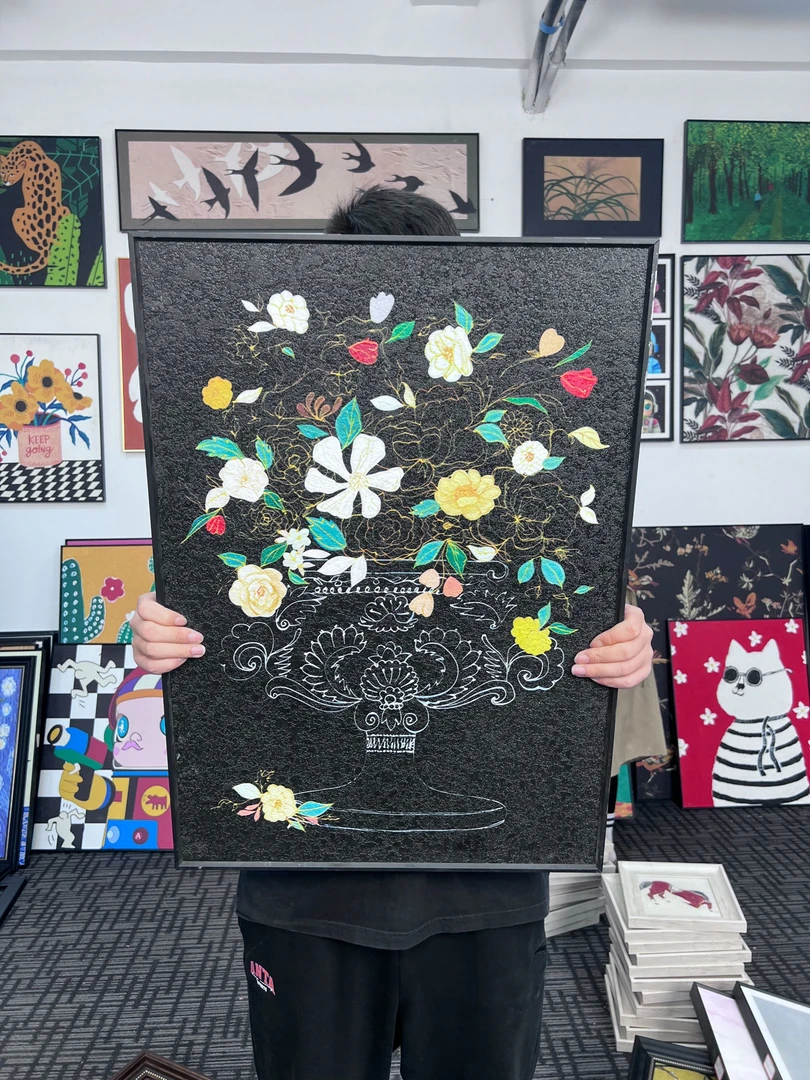 简约现代客厅户玄关装饰画卧室床头壁画竖版鲜花装饰画花卉570