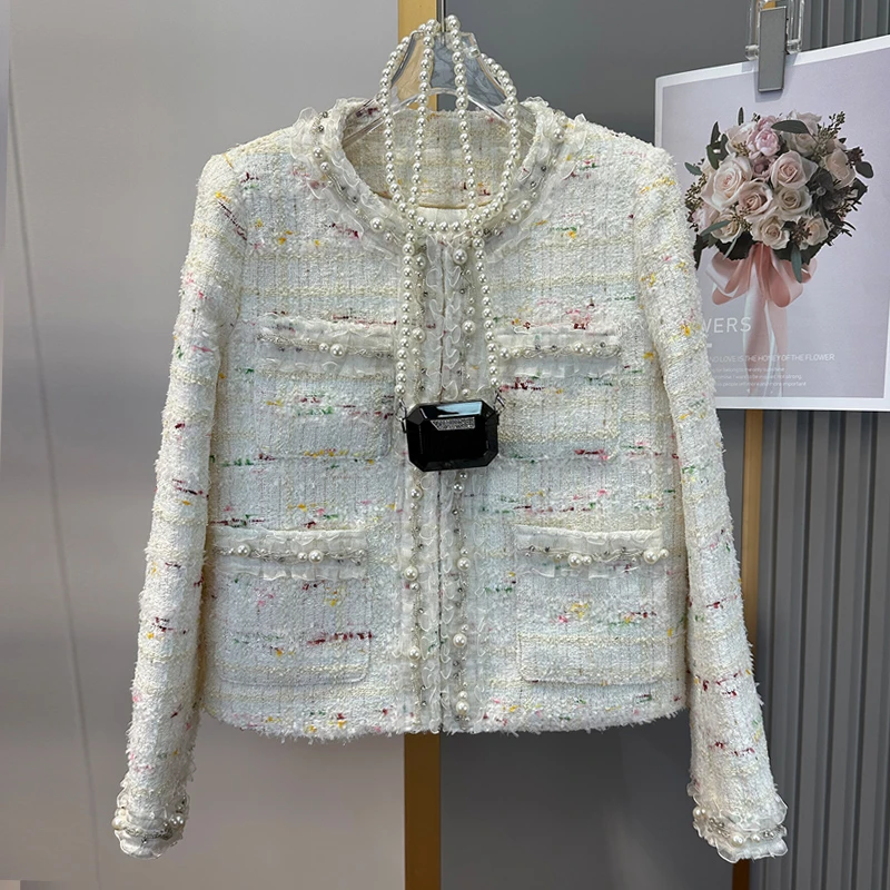 小众高级感重工手工钉珠高端小香风外套女短款高贵轻奢时髦上衣