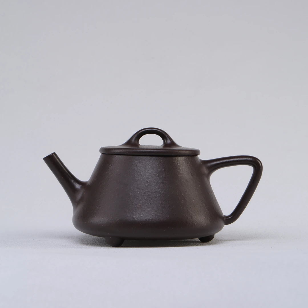 汪汪茶器 士恒石瓢 乌金砂 150cc mft家用紫砂壶+玉兰盖置