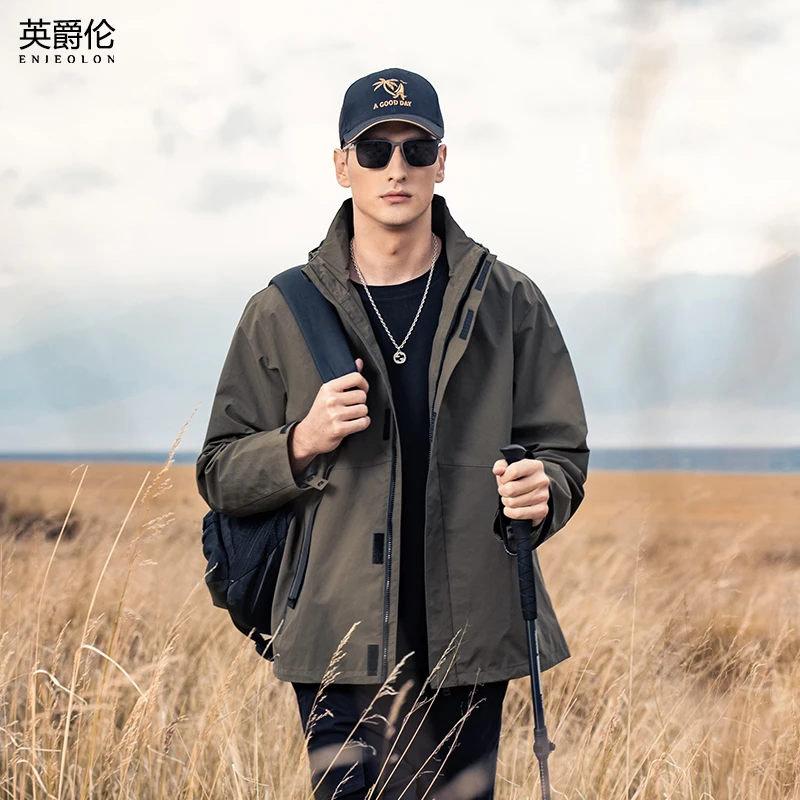 杜邦三防户外休闲连帽冲锋衣 春季男士登山服外套防风夹克JK0807