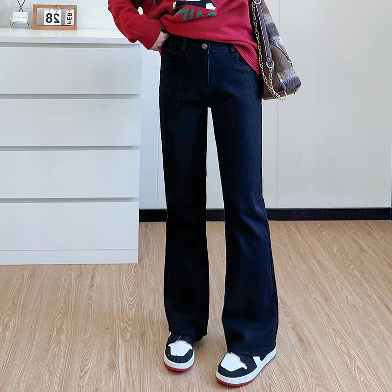 COCO微胖大码牛仔裤2025秋冬胖mm修身显瘦微喇牛仔裤高腰弹力