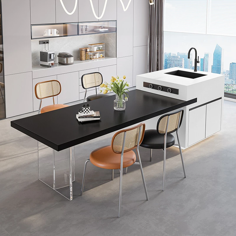 NEEDO/拟度【全岩】新款亚克力岛台吧台餐桌一体伸缩家用简约轻奢