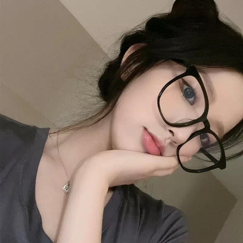 栖瞳大框显瘦眼镜女素颜神器黑框防蓝光辐射网红款近视眼镜框ins