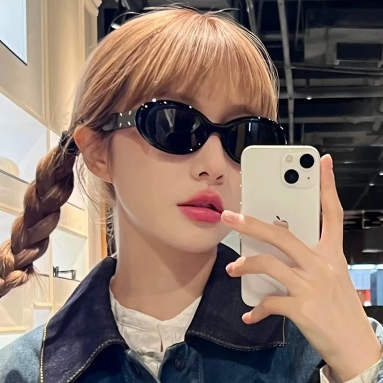 2023新款椭圆框gm墨镜女欧美风Y2K网红街拍凹造型太阳眼镜遮阳潮