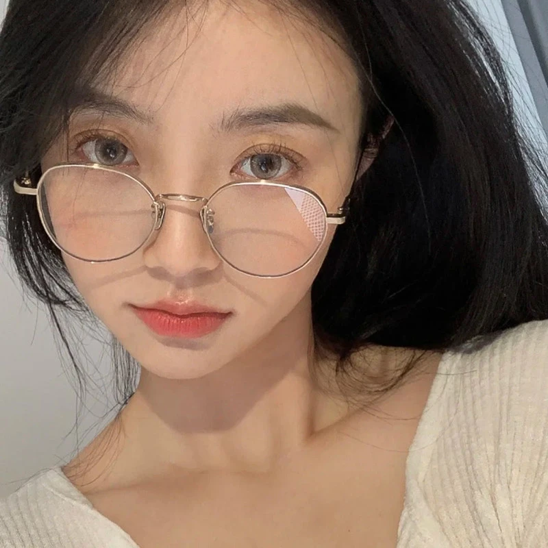 复古金丝眼镜近视女防蓝光防辐射超轻素颜显瘦韩系护目眼睛框架男