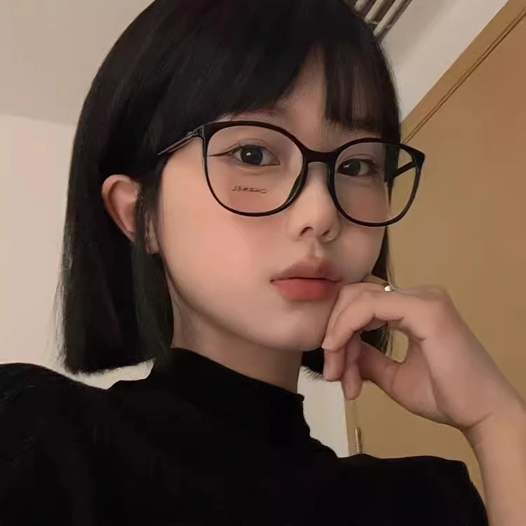 小香风椭圆近视眼镜女黑框高级感超轻平光素颜神器配度数眼镜框架