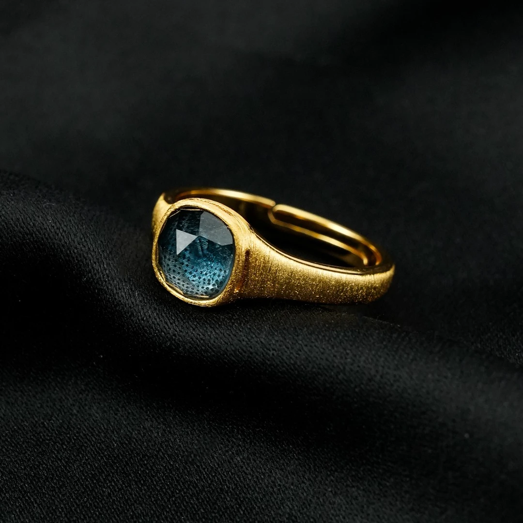 【奢小姐珠宝】极简拉丝托帕石戒指-W1485