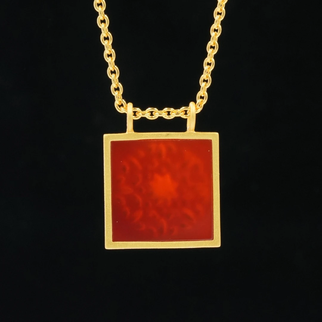 【奢小姐珠宝】中国红窗花玉髓项链（链长56CM）-W1157复古