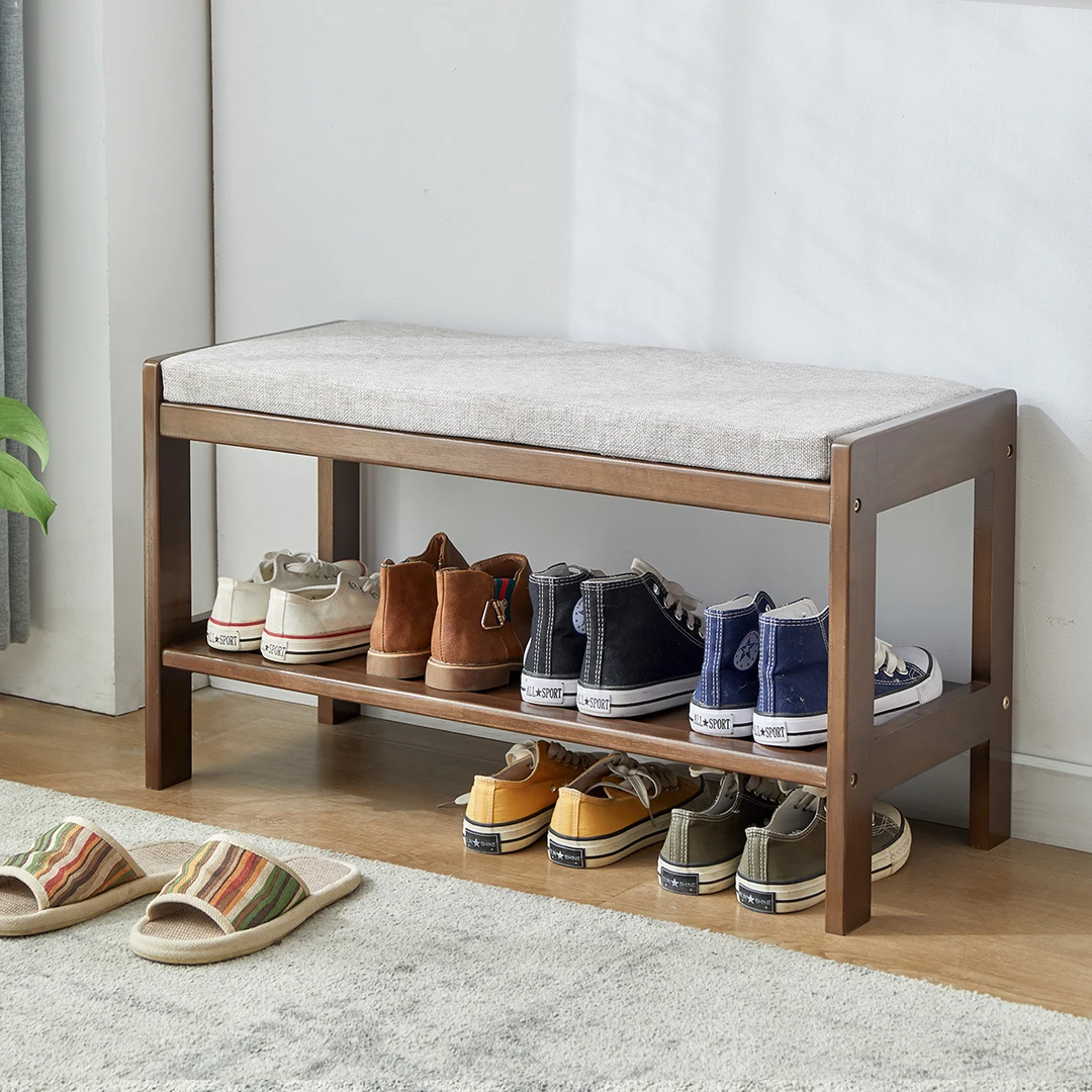 实木换鞋凳门口穿鞋凳小鞋架双层收纳鞋架子简约家用经济型防尘