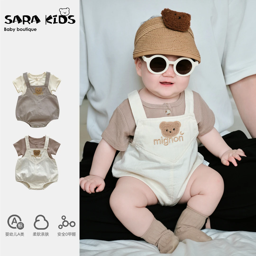 【椰椰奶泡】新款包屁衣套装婴童宝宝夏装连体衣爬服两件套潮SK1538