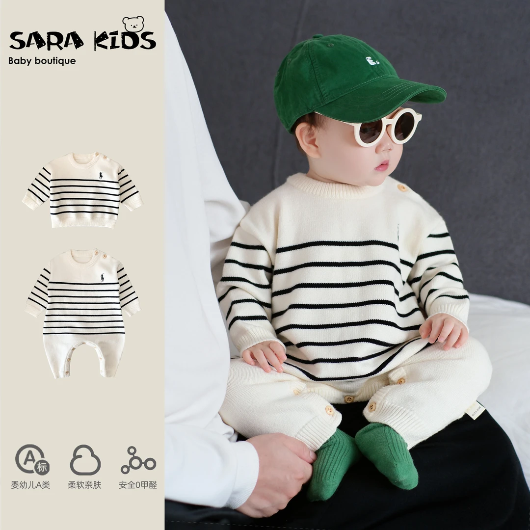 【软心泡芙】婴儿衣服秋冬新款宝宝连体毛衣秋韩版洋气小月龄SK3164