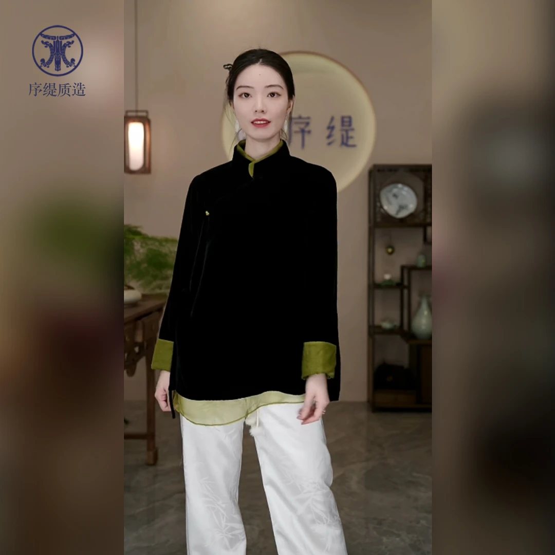 序缇『浮岚』春新款新中式复古国风桑蚕丝上衣S06-141