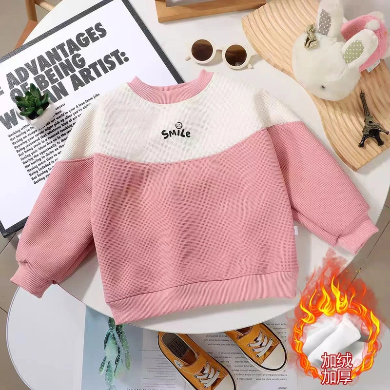 316秋冬加绒加厚保暖华夫格卫衣