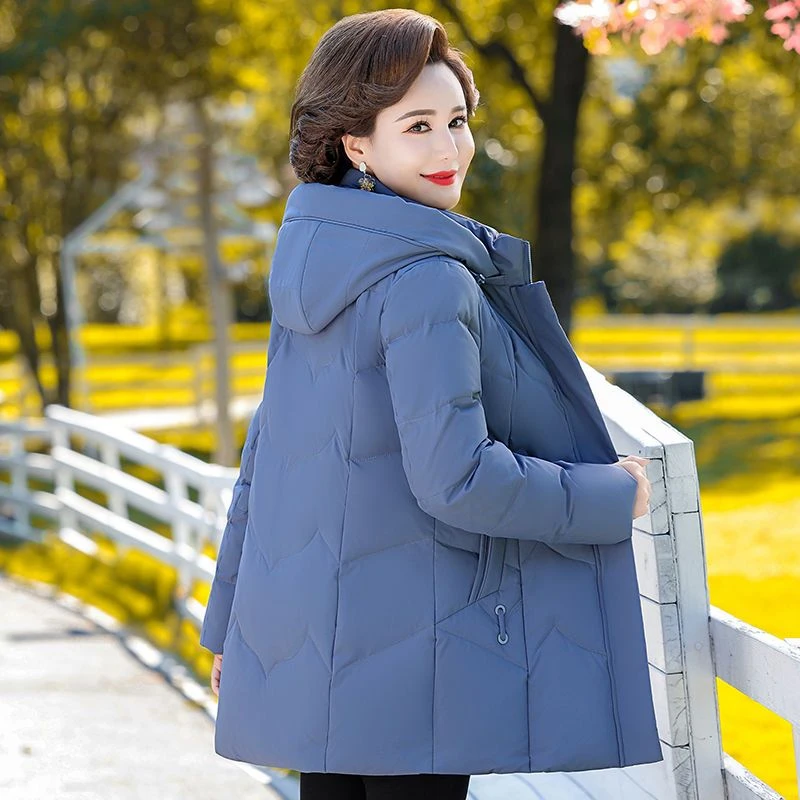 波司登2023新款中老年羽绒服女中长款妈妈装加厚大码宽松白鸭绒冬