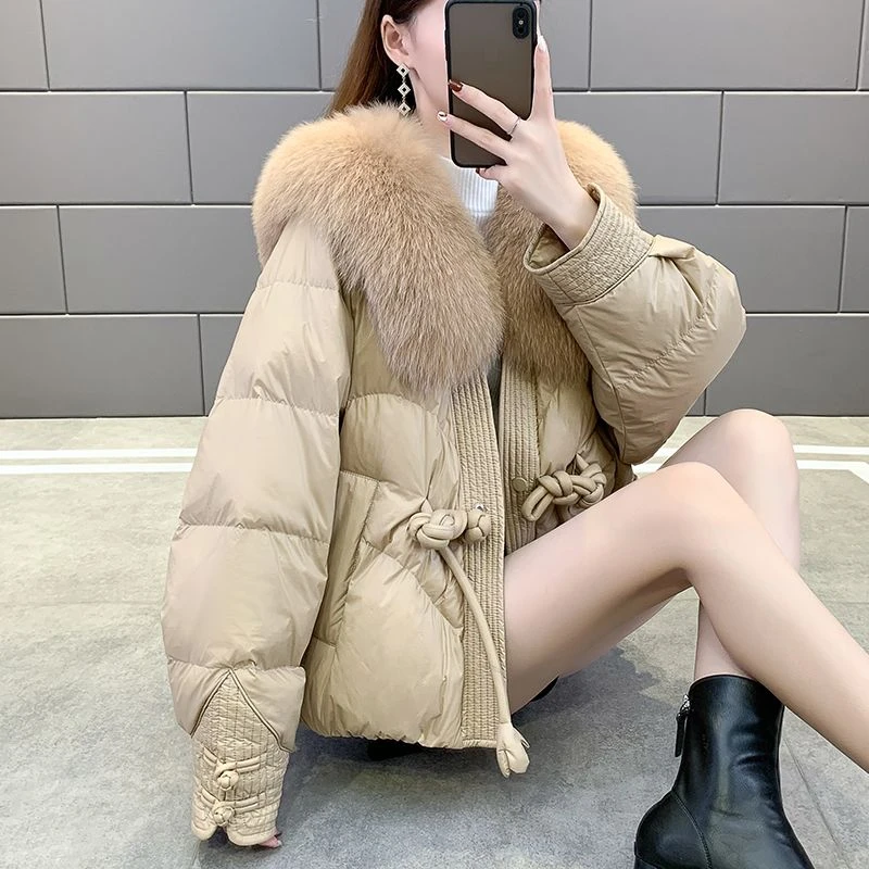 波司登海宁狐狸毛皮草外套女2023新款短款毛绒一体欧货羽绒服冬爆