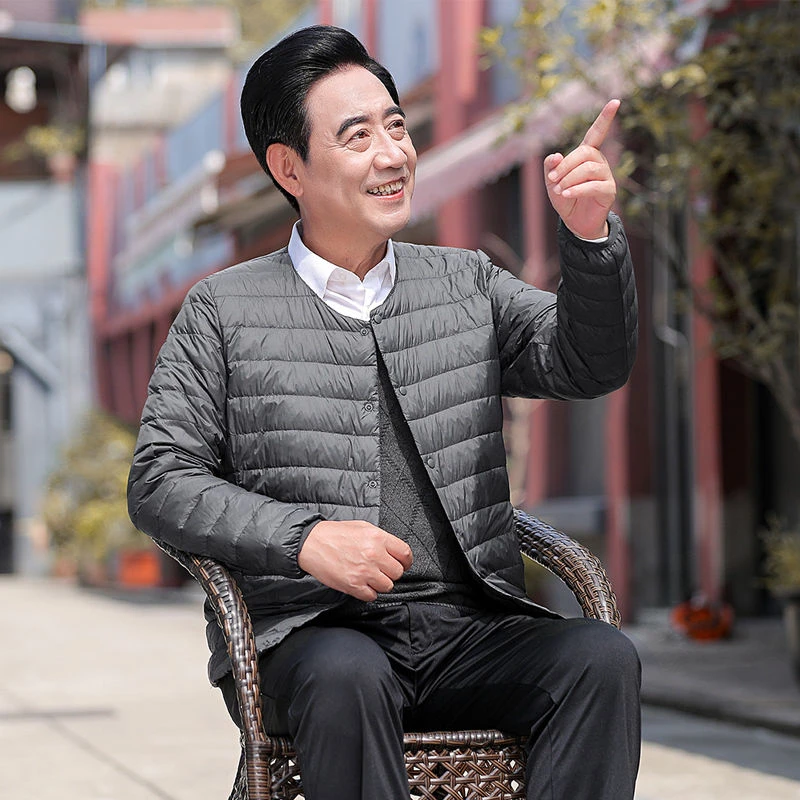 波司登20021新款冬季男士羽绒服中老年爸爸轻薄圆领内胆打底大码