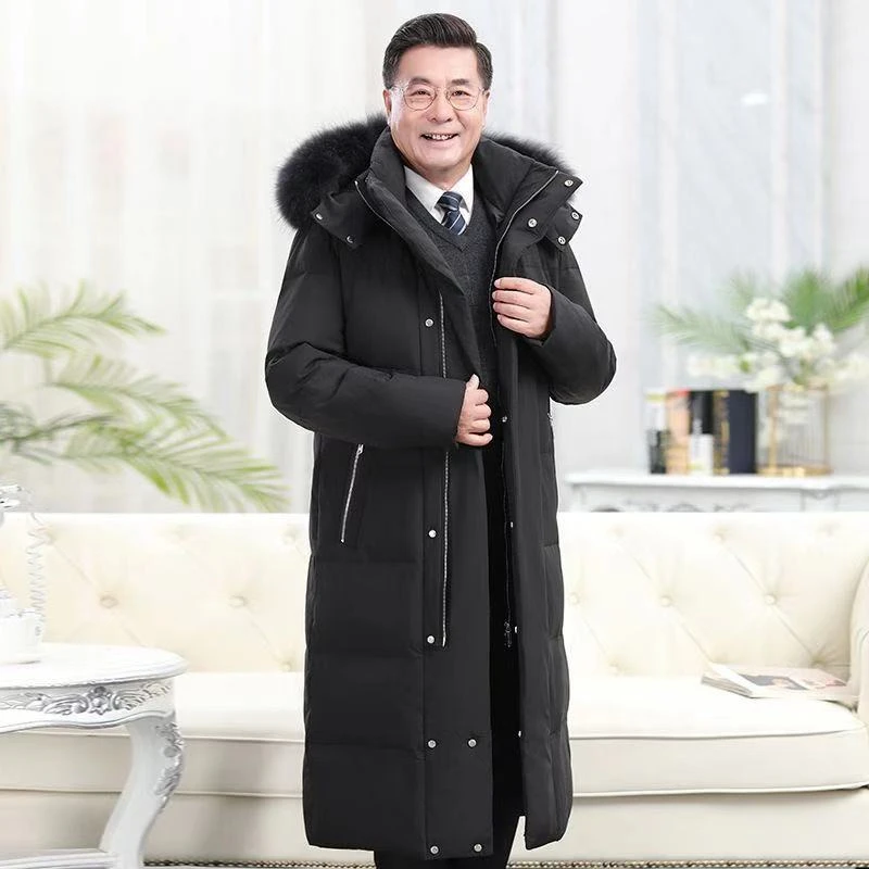 波司登中老年羽绒服男爸爸装冬季新款长款过膝大码加厚父亲宽松外