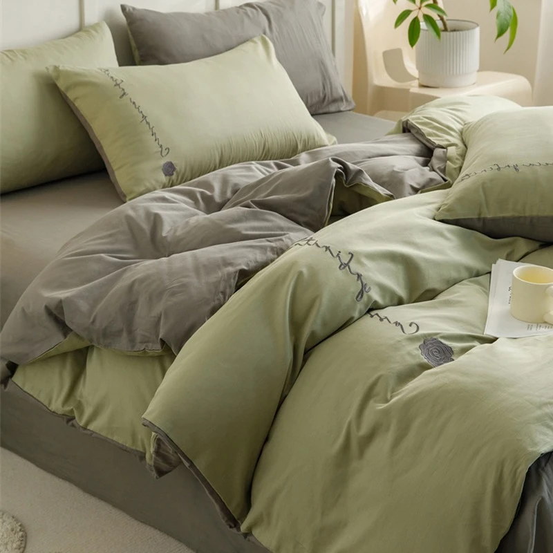 恩兴简约纯棉四件套100全棉北欧被套ins风网红床单学生宿舍三件套