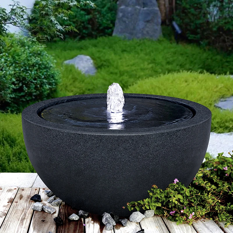 流水摆件喷泉花岗岩石雕水系小品现代简约装饰庭院花园酒店循环水